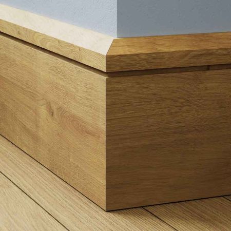 Angle Groove 1 Oak Skirting Board mitred corner close-up thumbnail.