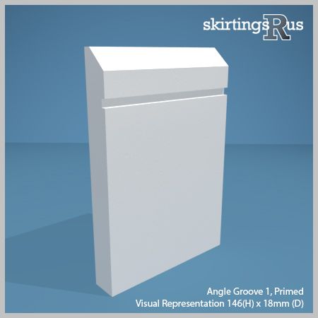 Visual representation of a sample of Angle Groove 1 MDF Skirting Board with a primed finish (146mm H x 18mm D)