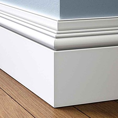Visual Representation of Antique MDF Skirting Board with a primed finish (146mmH x 18mmD)