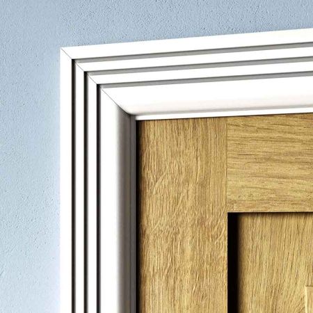 Visual Representation of Bullnose Groove 3 MDF Architrave with a primed finish (69mm W x 18mm D)