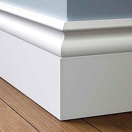 Visual Representation of Ogee 1 MDF Skirting Board with a primed finish (146mmH x 18mmD