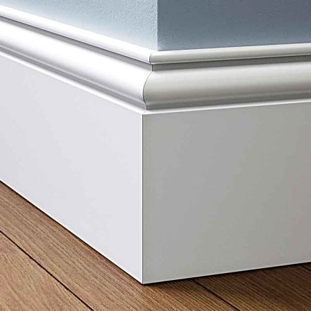 Visual Representation of Rushock MDF Skirting Board with a primed finish (146mmH x 18mmD)