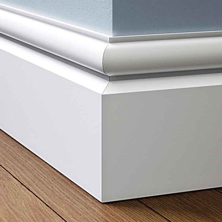 Visual Representation of Torus 1 MDF Skirting Board with a primed finish (146mmH x 18mmD)
