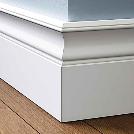 Visual Representation of Windsor MDF Skirting Board external corner close up thumbnail.