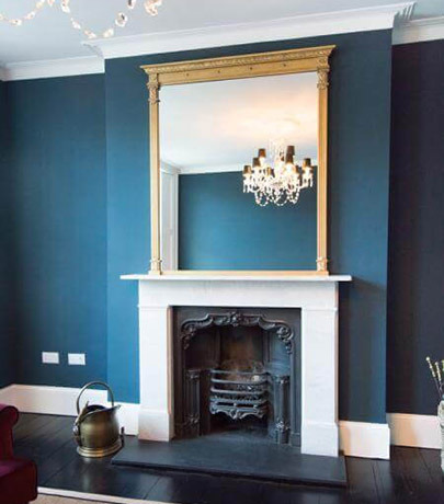 Large skirting boards contrasting walls. Larger skirting board in contrast to wall colours creating a larger contrast effect.