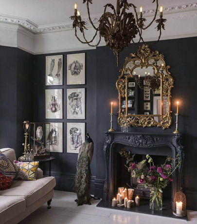 Skirting board blending into maximalist interior. Skirting board blended into background of a maximalist interior by painting the same colour.